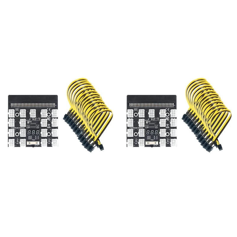 

2X Breakout Board 17 Port 6Pin LED Display Power Module Server Card 6Pin To 8Pin Cable For HP 1200W PSU GPU BTC Mining