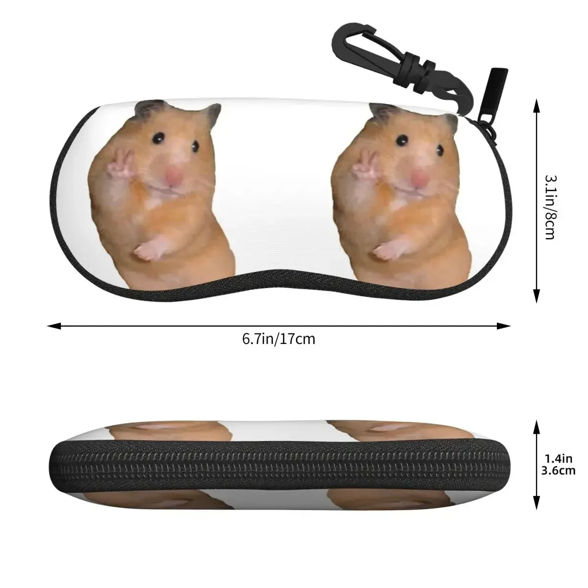 Peace Sign Hamster Shell Glasses Case Portable Sunglasses Box Women Men Soft Eyeglass Bag Pouch