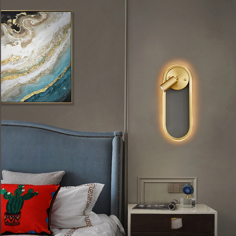 Nordic Copper Oval Wall Light with spotlight 3 Nordic Copper Oval Wall Light with spotlight 3