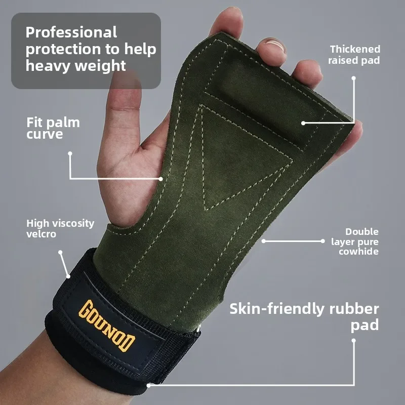 1 Pair Cowhide Weight Lifting Gloves 3