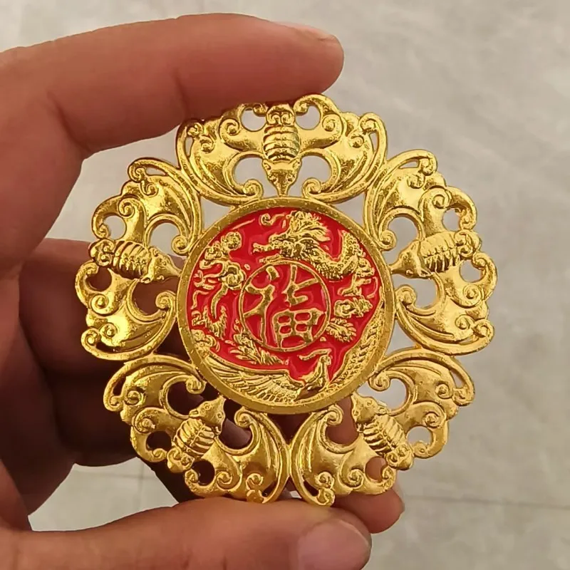 Wufu Linmen hollow spending ornament double-sided relief paint bat means spending money pendant Nafu home jewelry