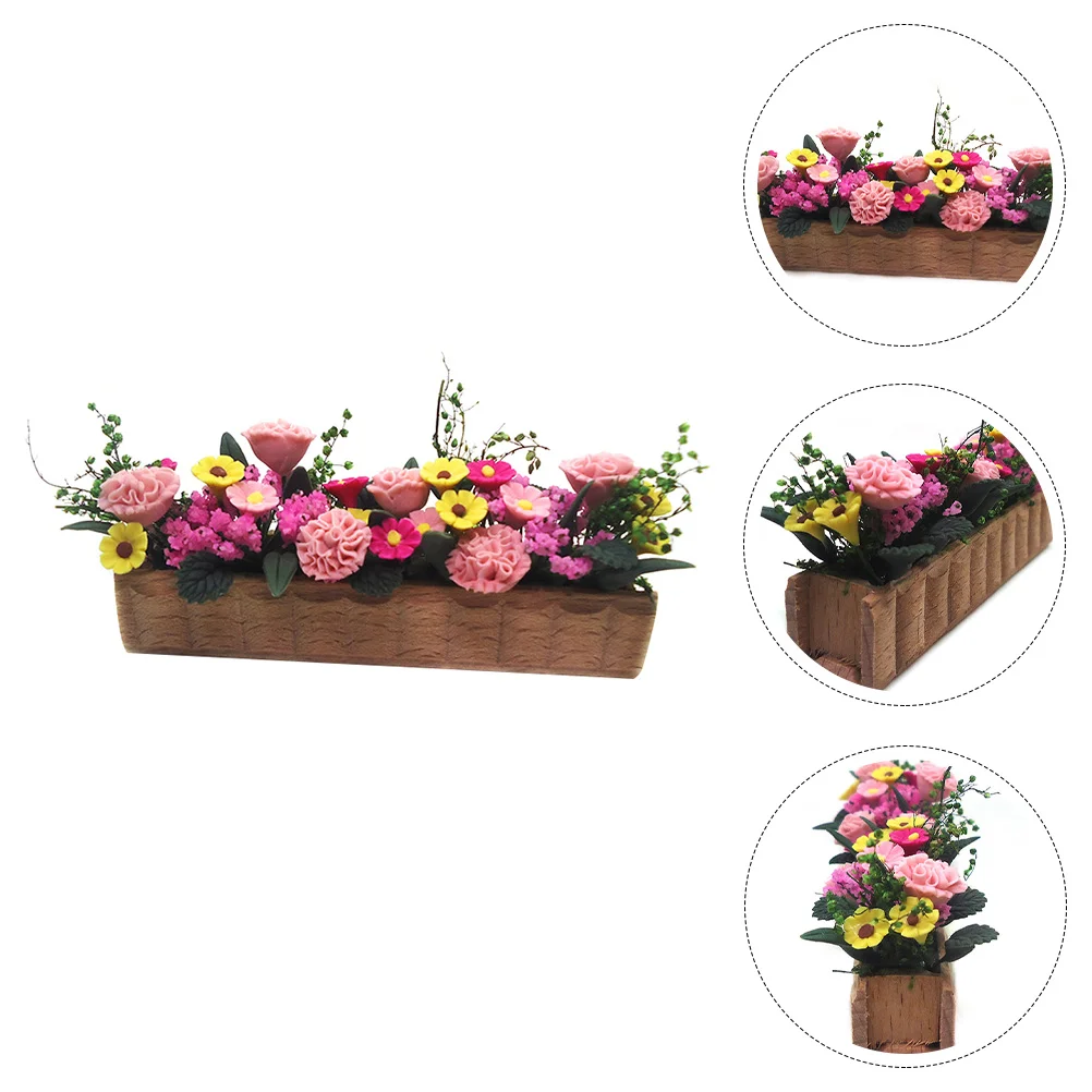

Деревянный цветок в горшке, рождественский подарок, кукольный домик, садовый декор, цветы, украшения, детская комната, аксессуар, растение