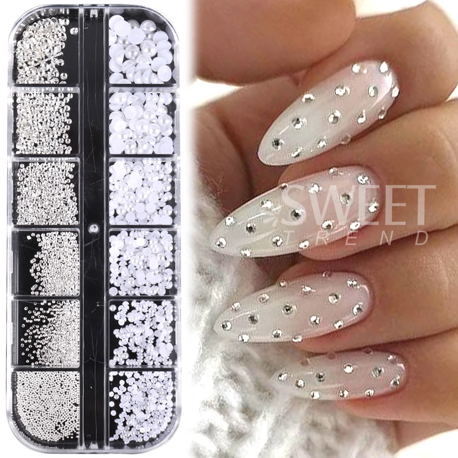 1Box Nail Art Pearl Exquisite DIY Lightweight Shaped Pearl Stone Shell Nail  Art Accessories for Women 