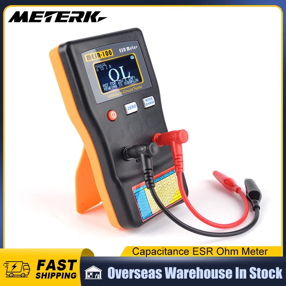 

Multimeter MESR-100 ESR Capacitance Ohm Meter Professional Measuring Internal Resistance of Capacitor Capacitance Circuit Tester