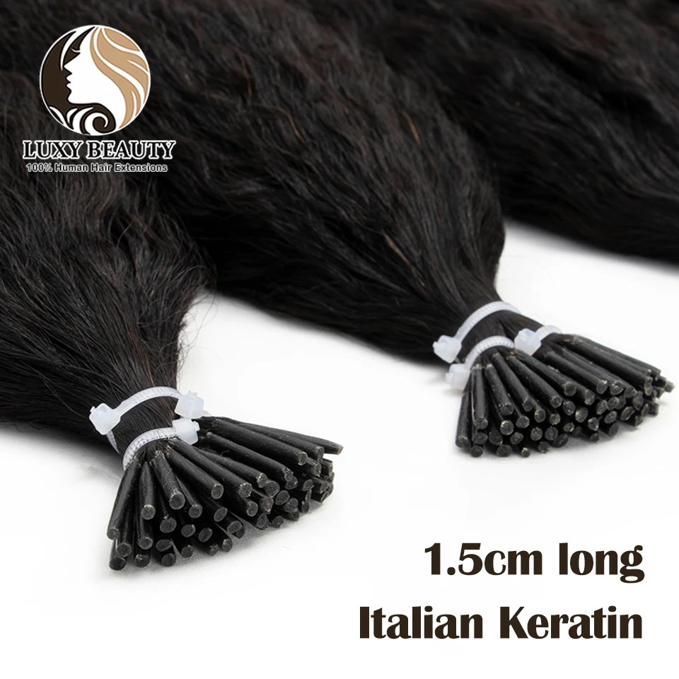 Kinky Straight Microlinks Hair Extensions Human Hair Natural Black Keratin I Tip Nano Ring Hair Extension Silicone Beads 50g/Set