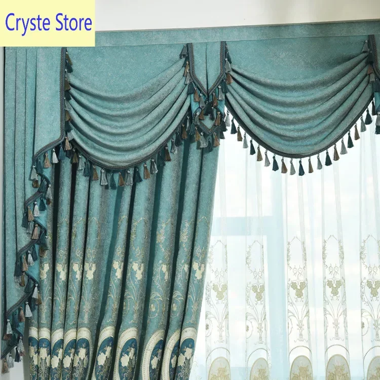 

European-style Luxury High-end Chenille Embroidery Shading Elegant Luxury and Exquisite Curtains for Living Room Dining Bedroom