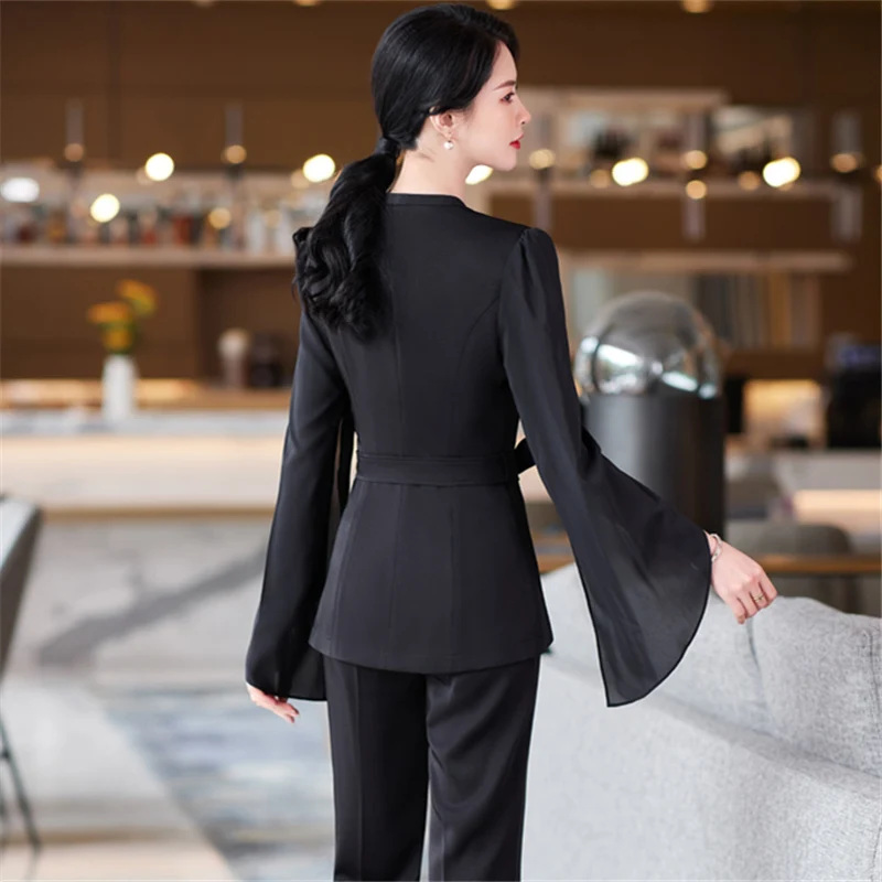 Women Elegant Blazer and Skirt Suit  2 Pieces Sets Shawl Collar Split Sleeve Office Lady Party Dinner Workwear New  Spring