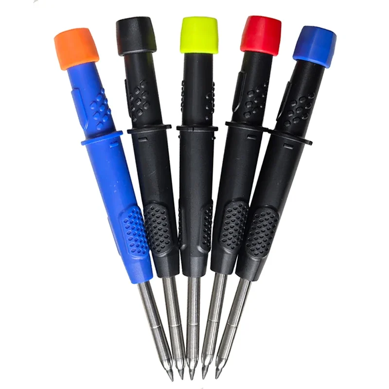 Carpenter Pencil Woodworking Marker Set with 2B Lead Deep Hole Marking Painting Engineering Drawing 4 Colors