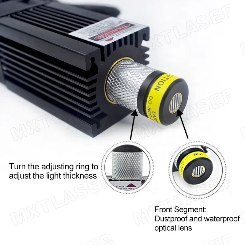 고출력 DOE 31라인 레이저 모듈, 초점 조절 가능 450nm 블루 라인 500mW 1000mW 1600mW, 냉각 팬 포함 (브래킷 및 어댑터 포함)