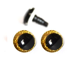 Set of 20 Colorful Round Cartoon Glitter Toy Safety Eyes with Washers - 30mm (Golden)