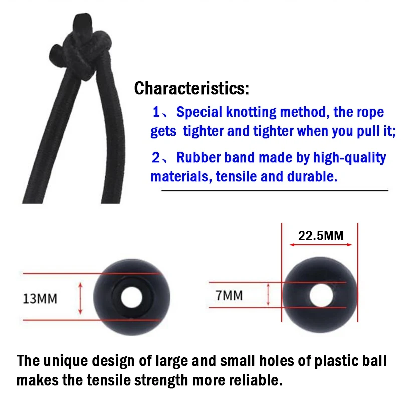 Fixed Rope Ball Tarpaulin Trampoline Tent Bungees Cord Elastic Strapping Tie Outdoor Camping Supply Accessories 10pcs