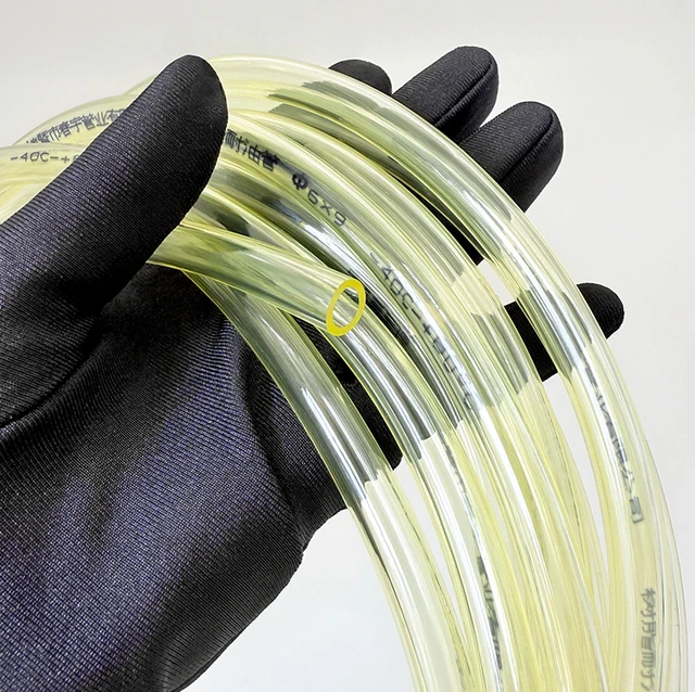 สายยางเชื้อเพลิง TPU สีเหลือง ขนาดภายใน 3 มม. 4 มม. 5/8 10 12 14 16 มม. ท่อเบนซินสำหรับรถจักรยานยนต์ รถยนต์ ทนน้ำมัน ท่ออ่อนยืดหยุ่น 1