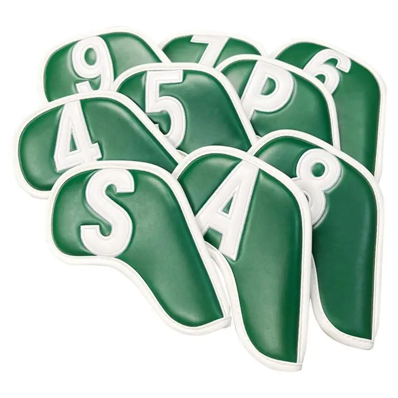 

Golf Club Covers 9pcs PU Leather Golf Iron Head Covers Handmade Embroidered Number Waterproof Golf Club Protector for Golf Clubs