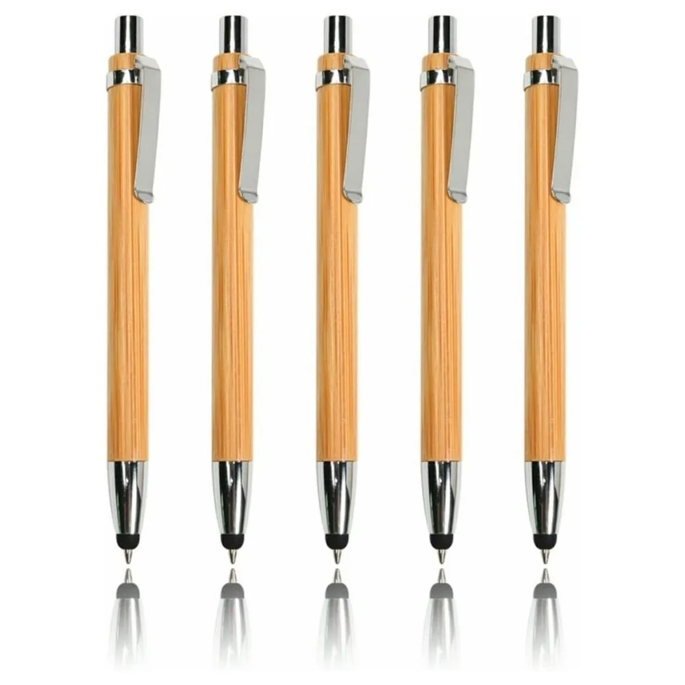 Eco-Friendly 2-in-1 Bamboo Ballpoint & Stylus Pen with Black Ink