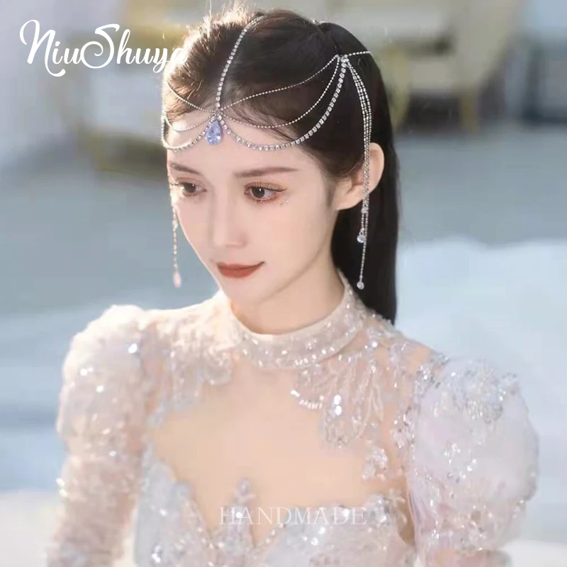 

NiuShuya New Athena Waterdrop Crystal Headpice for Women Bijoux Hair Accessories Wedding Banquet Jewelry Headband
