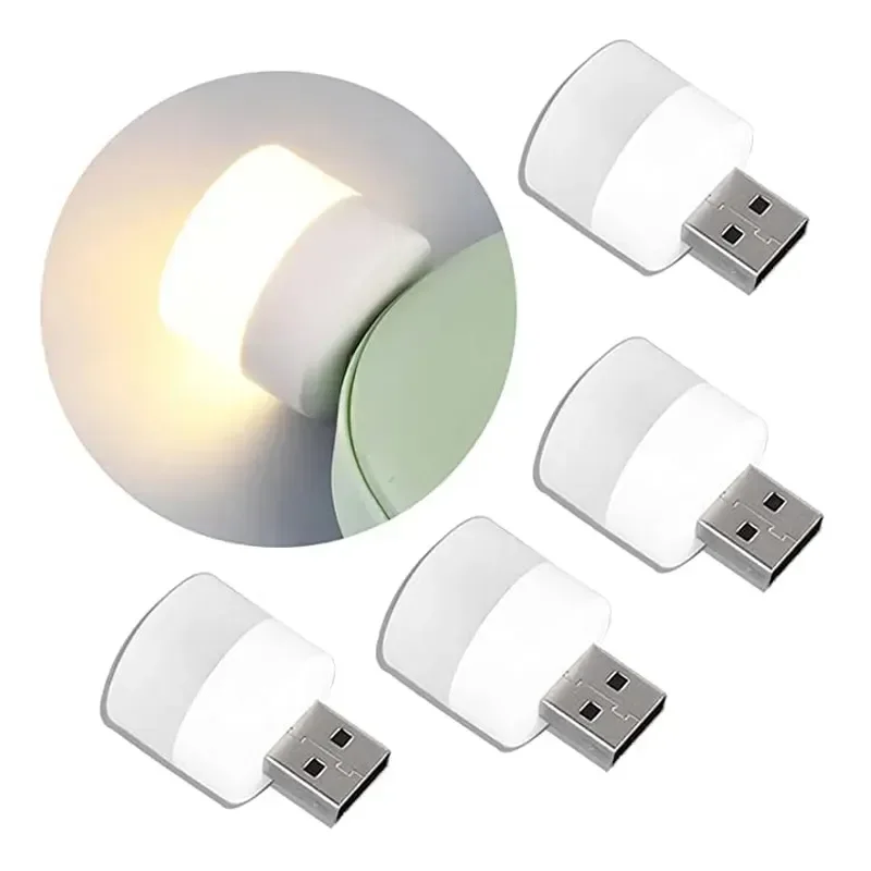 Mini USB Night Light Warm White Eye Protection Book Reading Light USB Plug Computer Mobile Power Charging LED Night Lamp 1-10Pcs