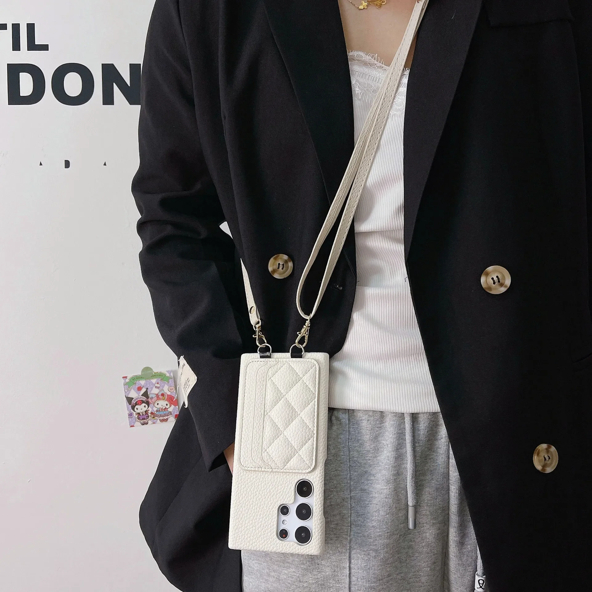 Leather Crossbody Phone Case with Card Holder Attachment