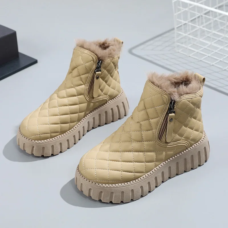 

Snow Boots Women's Winter Bread Shoes 2023 New Thick Sole Heightened Snow Cotton Women's Short Boots Warm Cotton Shoes