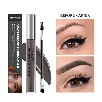 Lakerain Waterproof Eyebrow Gel Long Lasting Highly Pigmented Liquid Eyebrow Makeup Sweatproof Natural Black Brown