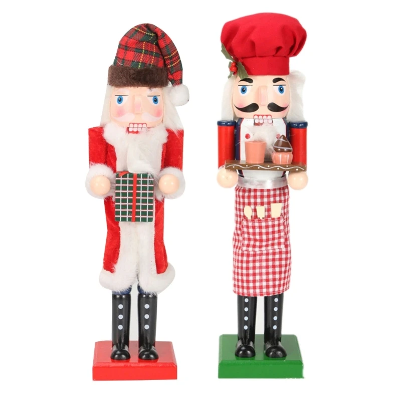 

38cm Christmas Nutcrackers Soldier Baker Puppet Figurine for 2023 New Year Gift A0KF