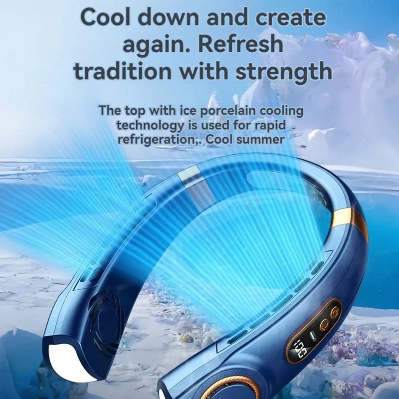 2024 New Outdoors Portable Halterneck Fan USB Handheld Silent Multi-function Bladeless Mini Electric Hanging Neck Fan 2