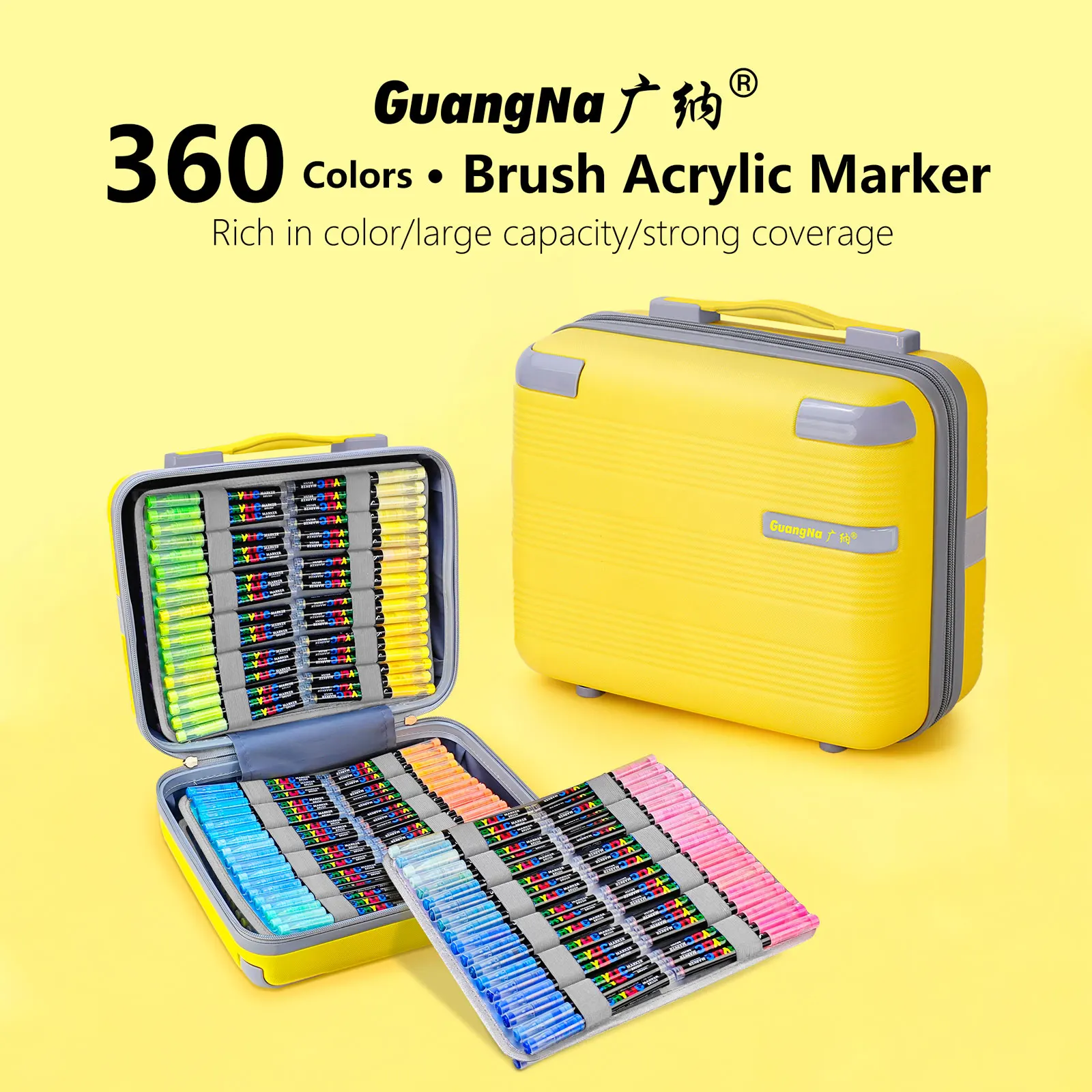 Guangna 360 288 Colors Acrylic Markers Brush Pens Fabric Rock