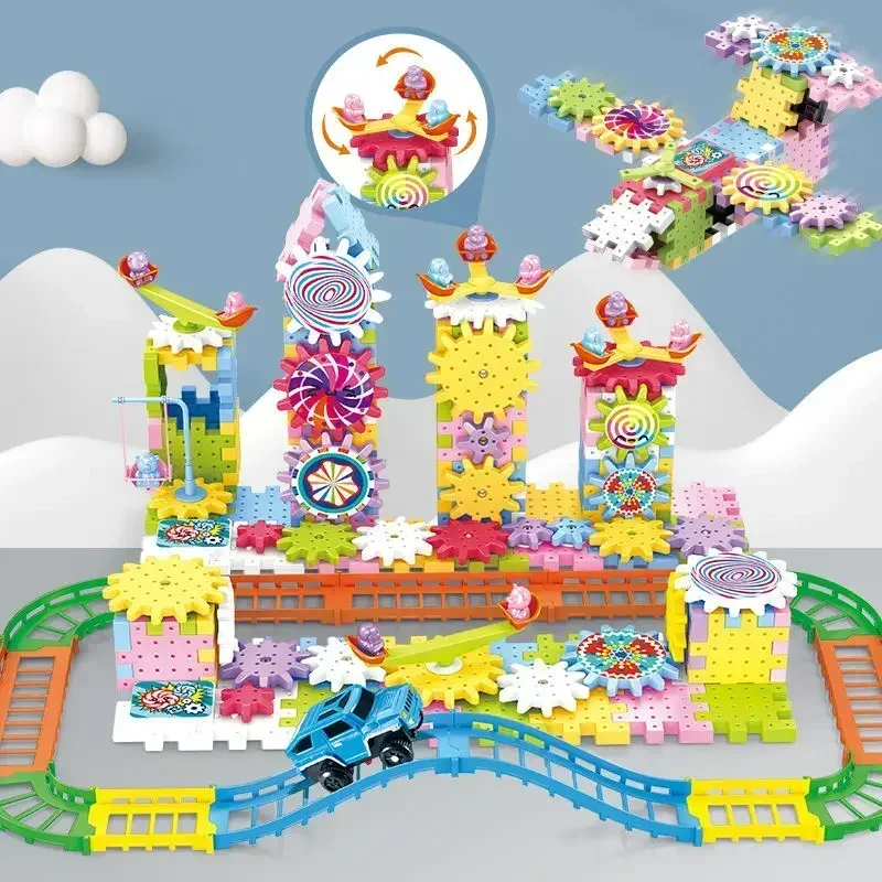 Puzzle Building Block Toy Technical Bricks 263pcs Electric Gears 3D Model Building Blocks Plastic Kid House Blocks Bricks Educational Construction Toys for Children Gifts