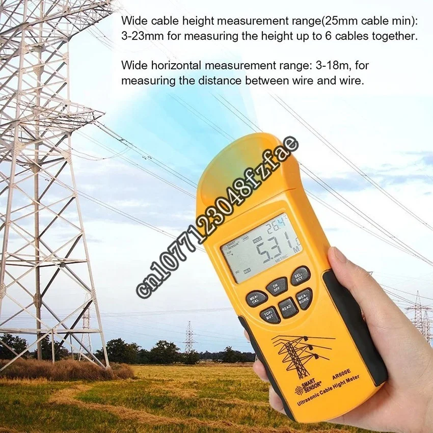Misuratore Altezza Cavi A Ultrasuoni - Display LCD, Misura Fino A 6 Cavi, Portata 3-23m, Per Linee Elettriche - Foto 8