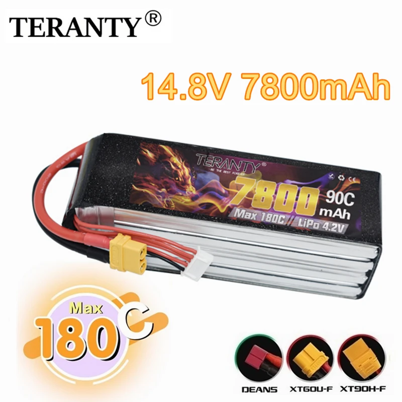 

TERANTY 4S 14.8V 7800mAh 90C/180C Lipo Battery For UAV RC Helicopter FPV Car Boat Airplane Parts With XT90/XT60 Plug 4S Battery