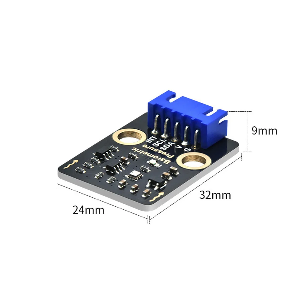 Installation complète du capteur barométrique BMP388 sur une breadboard, avec schéma de câblage en arrière-plan.
