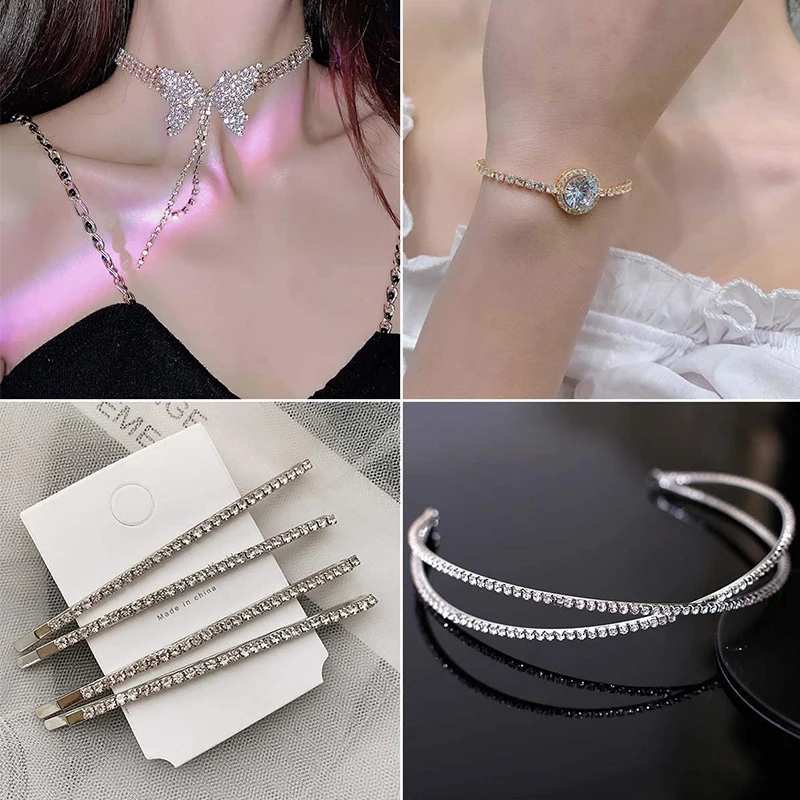 1Yard 10Yards/Roll Shiny Rhinestone Chain SS6-SS16 Gold Silver Crystal For Clothes DIY Jewelry Sewing Trimmings Accessories