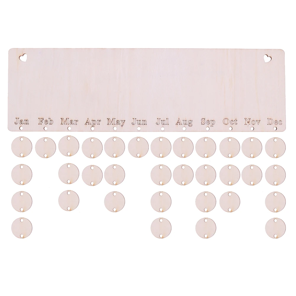 Wooden Heart Shaped Birthday Reminder Calendar Board