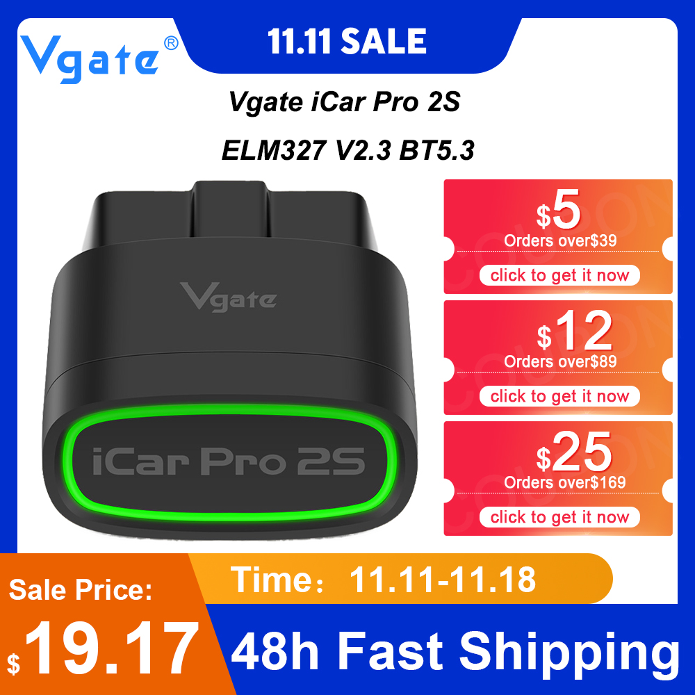 New Vgate iCar Pro 2S ELM327 Bluetooth 5.3 for Android/IOS/PC OBD2 Car Diagnostic Tool elm 327 Upgraded OBD 2 V2.3 Auto Scanner