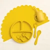 3pcs/set BPA Free Newborn Silicone Children's Tableware Waterproof Baby Plate Solid Color Plates Training Fork Spoon Baby Stuff 6
