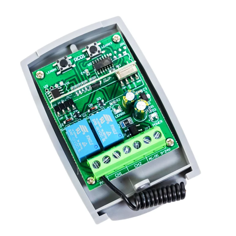 Fabrikneuer 2-Kanal Garagentor-Motor-Fernbedienungsempfänger unterstützt 433,92 MHz Festcode- und Rolling-Code-Fernbedienungsschalter – Detail 7