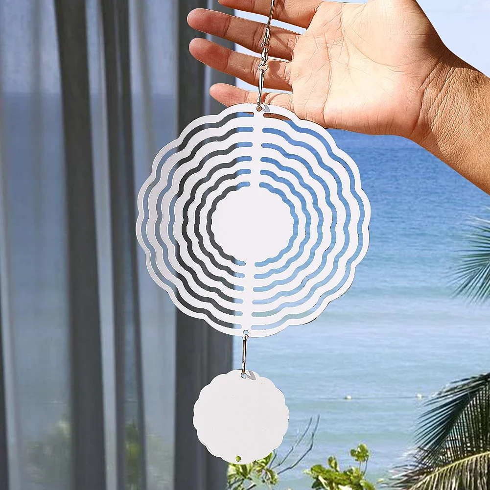 

Aluminum 3D Rotating Wind Chimes Garden Balcony Hanging Decoration Heat Sublimation Blank Double Sided Diy Printed Wind Chimes