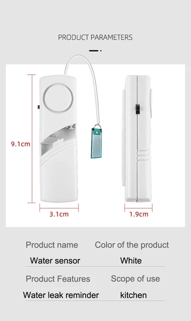 Home Water Leak Sensor Sound Alarm independent Leak Leakage Detector Water Level Flood Overflow Warning Detection Security Alarm 6