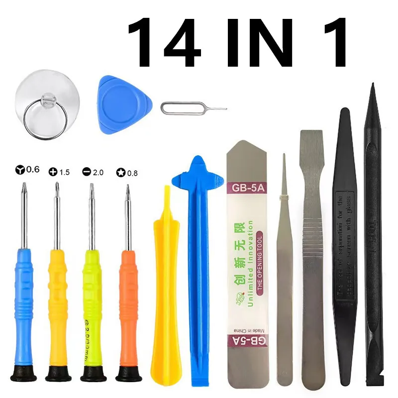 14 in1 Screwdriver Set for iPhone X 8 7 6S 6 Plus 11 Pro XS Hand Tools Mobile Phone Repair Tools Kit Spudger Pry Opening Tool phone repair tools precision screwdriver set tool kit phone repair kit cell phone opener plastic pry tools