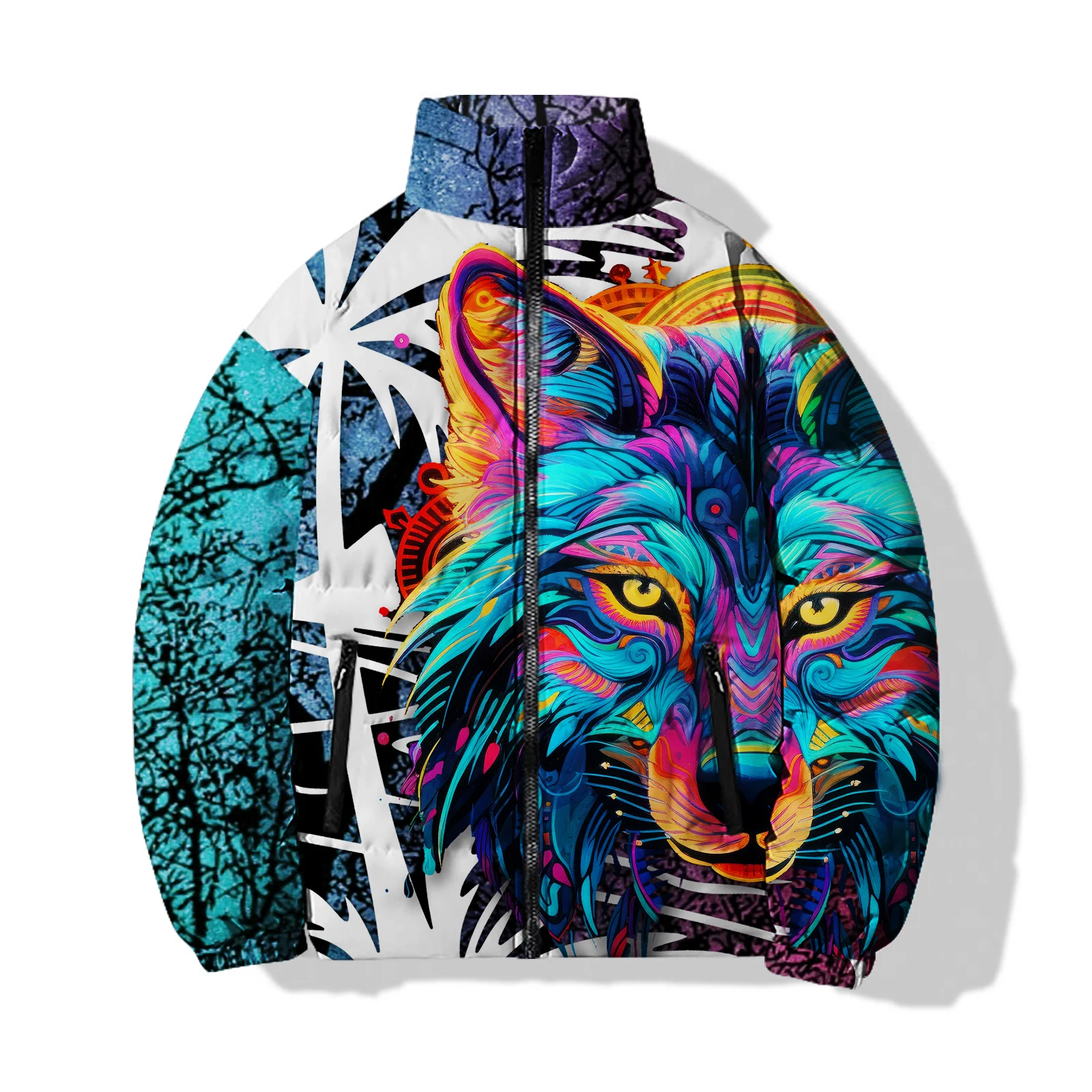 thumbnail image 1 of Abrigo de lobo para hombre con impresión 3D, abrigo de invierno para hombre, chaquetas modernas para hombre, cálidas, nuevas parkas para animales, productos sin impuestos, moda, 1 of 5