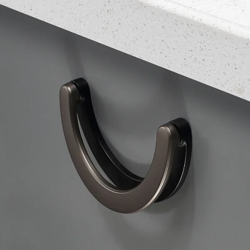Zinc Alloy Semi-circular Cabinet Furniture Door Handle Modern Wardrobe Drawer Knob Bathroom Pull Ring Home Decoration