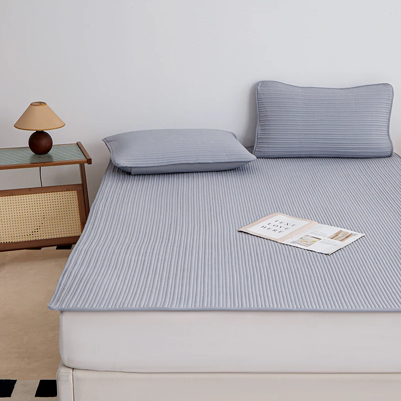 3PC quilted solid color patterned mattress cover Bedroom dormitory washable machine washable (pillowcase included)