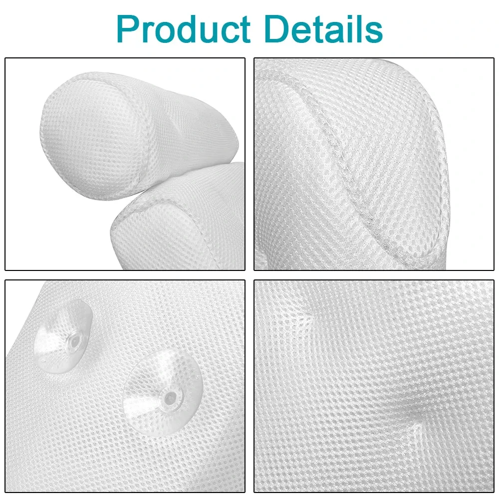 3D Mesh Massage Machine Bath Pillow Bathtub Suction Cup Backrest Cushion SPA Anti-slip 6 Cups Neck Headrest Thickened Home bath pillow