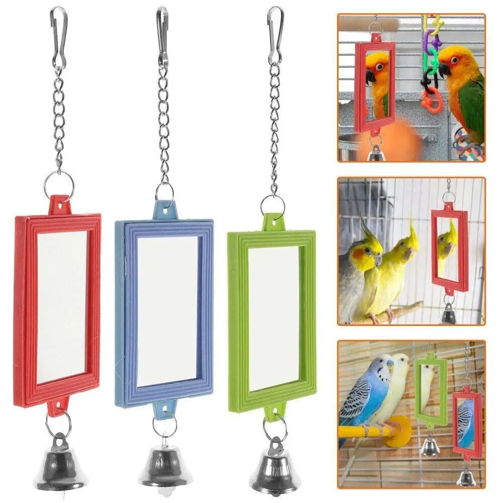 Parrot Toy Bird Toy Chew Interactive Mirror For Parrot Parakeets Macaws Lovebird Cockatiel Cage Bird Supplies