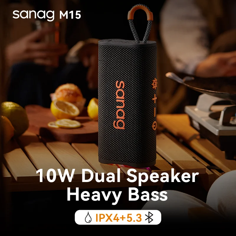 Sanag M15 Protable Bluetooth Speaker IPX4 3D Stereo Wireless Speaker 10H Bluetooth 5.3 Sound Surround Loudspeaker