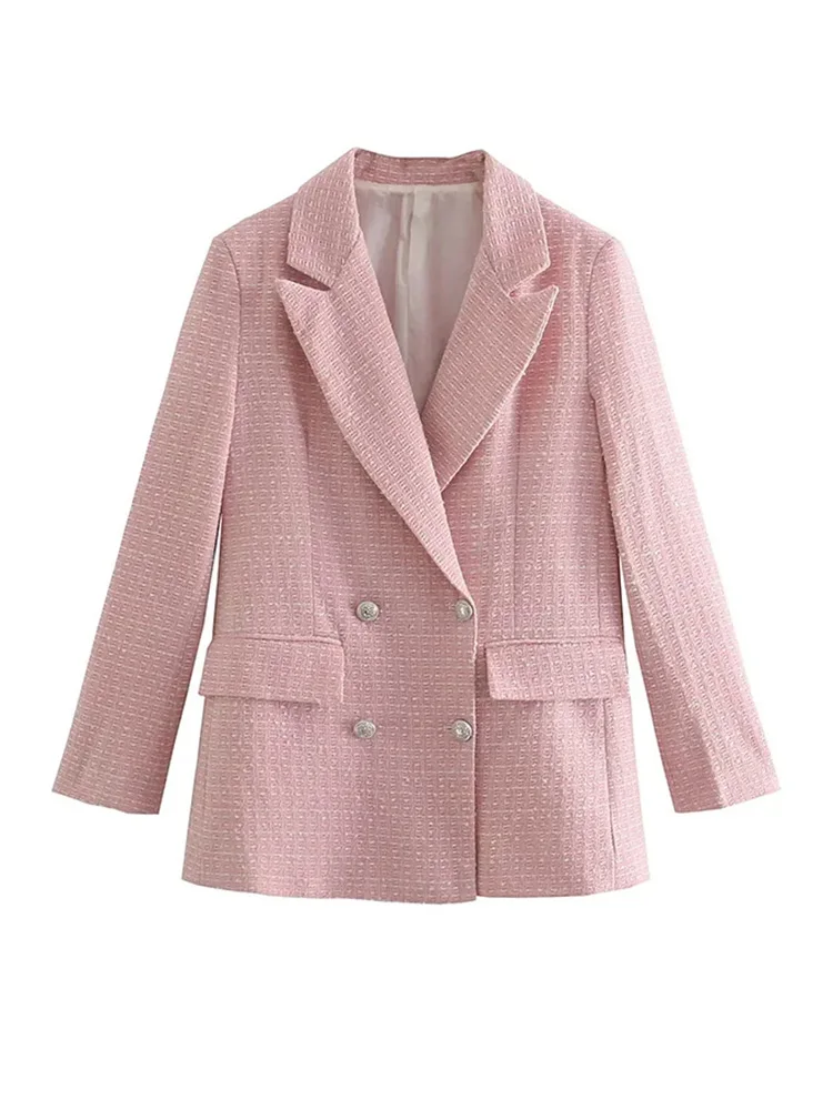 

HH TRAF Fall Women Elegant Office Blazers Long Sleeve Lapel Open Front Work Jacket Women's Blazer Casual Double Breasted Jacket