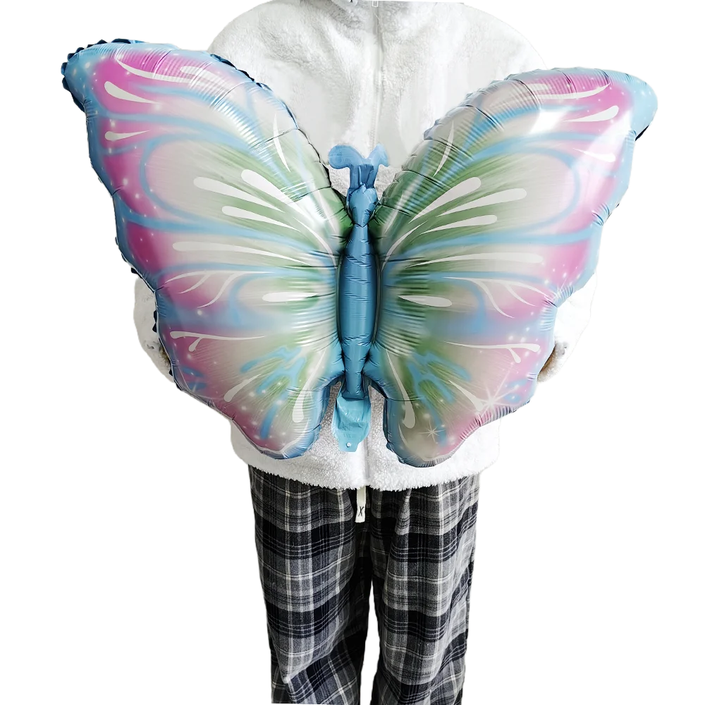 8pcs 40 Inch Gradient Butterfly Balloons - Large Mylar Foil Balloons For Birthday & Wedding Decor