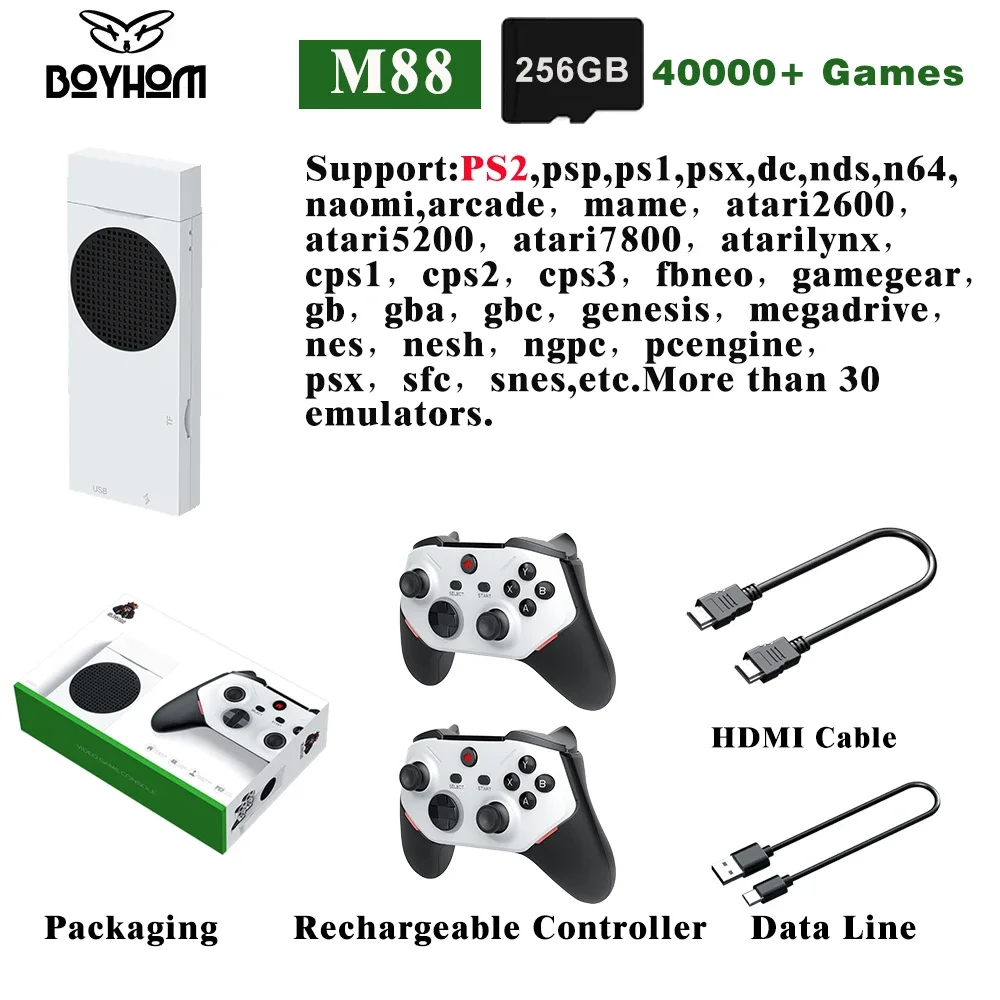 BOYHOM Retro Video Game Console Composed of 2 x Cortex A75+6x Cortex A55 ARMMali-G52GPU For PS2/PS1/Wii/N64/SS 10000/20000+ Game