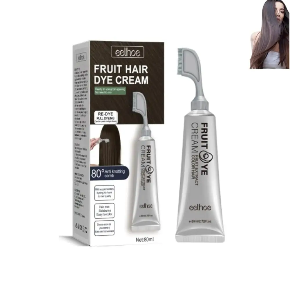 

Universal Natural Hair Dye Cream Fashion Effect a Long Time Black Plant Essence Hair Dye with a Comb Fruit Dyeing Hair Cream