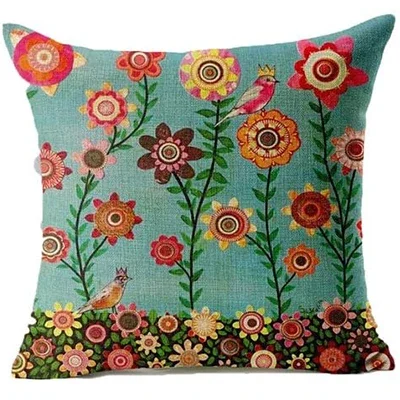 Linen cushion cover with life tree pattern sofa decoration pillowcase cover cushion cover 45x45  Autumn pillowcase