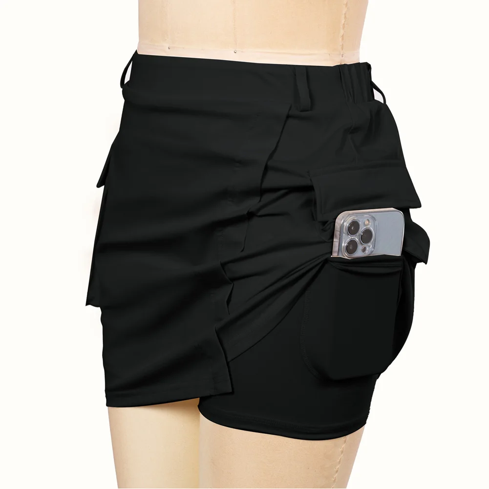 

JS Women High Waist Sports Golf Skorts Skirt With Attached Shorts Mid-Thigh Length Skirt High Waisted Tennis Athletic Skirt